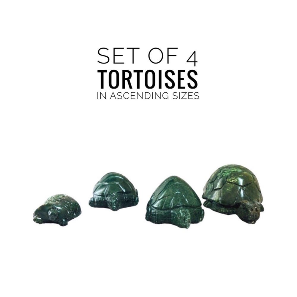 Set of 4 stone Tortoises - Miniatures in ascending sizes